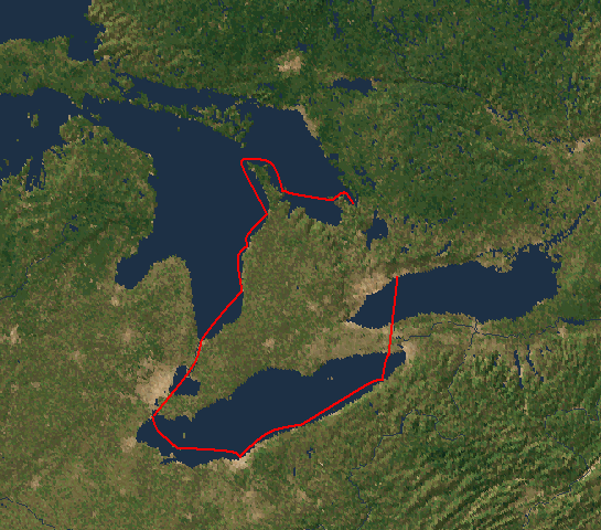 Karte Lake Huron bis Lake Ontario